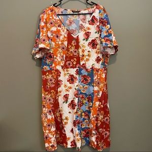 SHEIN Retro Floral Patch Dress
